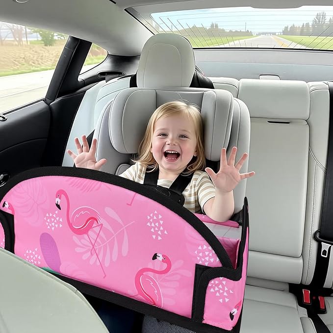Kids Travel Tray, Car Seat Tray for kids Travel, Toddler Road Trip Essentials With Drawing Kit, Toddler Lap Desk Organizer for Car, Carseat Table for Airplane