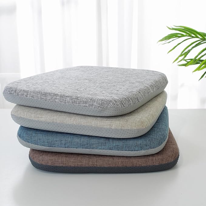 High Resilience Memory Foam Chair Cushion 13"x13"x2" Set of 2 Square Chair Pads and Washable Cover Non Slip Seat Cushions for Indoor Dining Room Kitchen and Office Chairs (Coffee,13"x13")