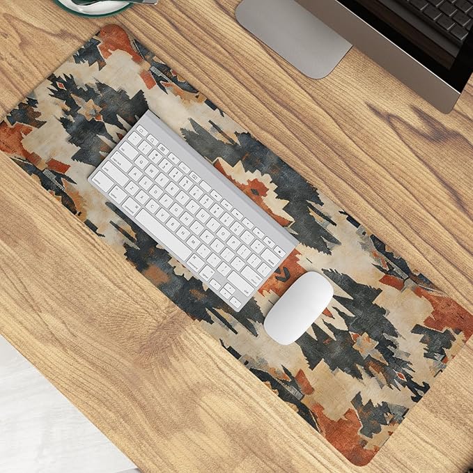 Western Mouse Pad,Western Desk Accessories,Vintage Kilim Large Mouse Pad,Rustic Southwestern Aztec Tribal Desk Mat,Boho Ethnic Mousepad Cowboy for Home Office Dorm Desktop Decor,31.5x11.8 Inch