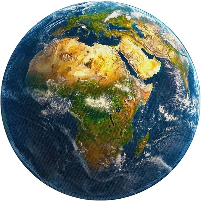 Earth Print Round Mouse Pad Premium Textured Mouse Mat Washable Mousepads with Extended Stitched Edges Non Slip Rubber Base Small Mousepad 7.9 X 7.9 X 0.12 Inches