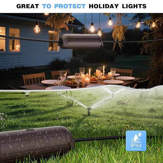 Flemoon [3 Pack] Outdoor Extension Cord Waterproof Cover, Weatherproof Electrical Connection Box for Outdoor Plug, Outlet, Outdoor Outlet, Socket, Halloween, Christmas Holiday Decoration Light, Brown