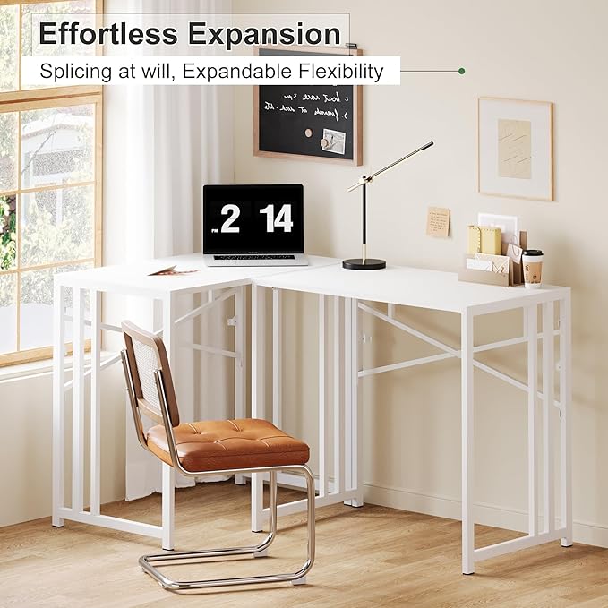 Lutown-Teen Small Folding Desk 35 inch, No Assembly Required Narrow Office Desk, Writing Gaming Computer Camping Table, White
