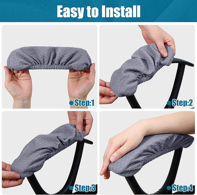 Smiry Stretch Jacquard Office Computer Chair Armrest Covers, 2PCs Removable Washable Anti-dust Desk Chair Arm Pad Covers, Grey