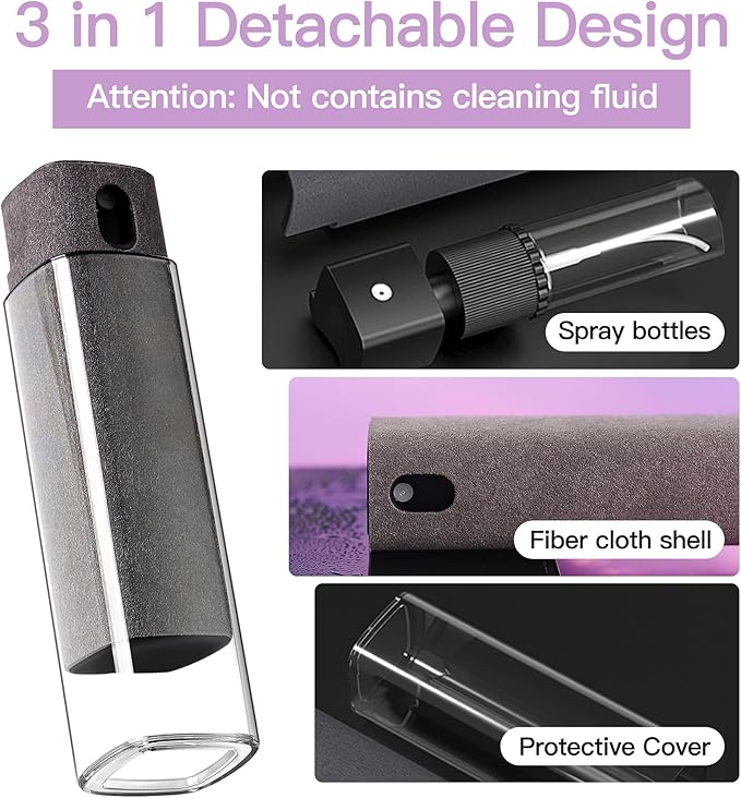 Car Screen Cleaner Spray and Wipe -2-in-1 iPhone Cleaner, iPad Screen Cleaner & Phone Screen Cleaner - Touchscreen Mist Cleaner for Laptop, Computer, MacBook and More - 4 Pack