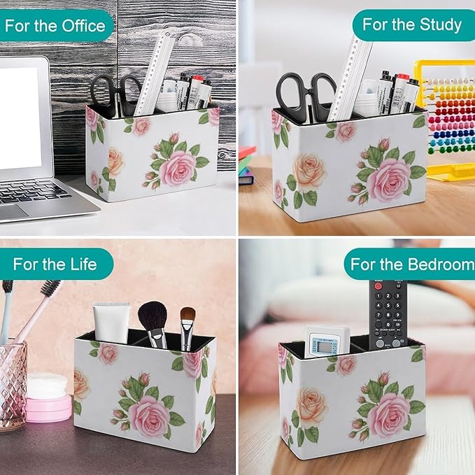 Modern Pen Holder for Desk Floral Rose Flower, Chic Addition to Your Workspace