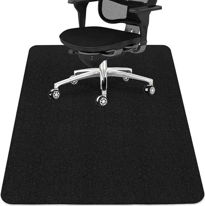 Sycoodeal Office Chair Mat for Hardwood Floor,Office Computer Gaming Chair Mat for Tile Floor,Large Floor Protector Rug,Anti-Slip,Easy to Clean,Pure Black(48"x60")