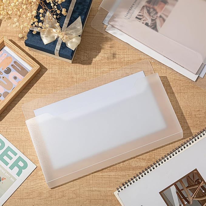 Fuutreo 6 Pcs Magnetic Wall File Organizer Magnetic Wall File Holder Refrigerator Magazine Holder for Mail Letters Paper(Clear,Horizontal-large)