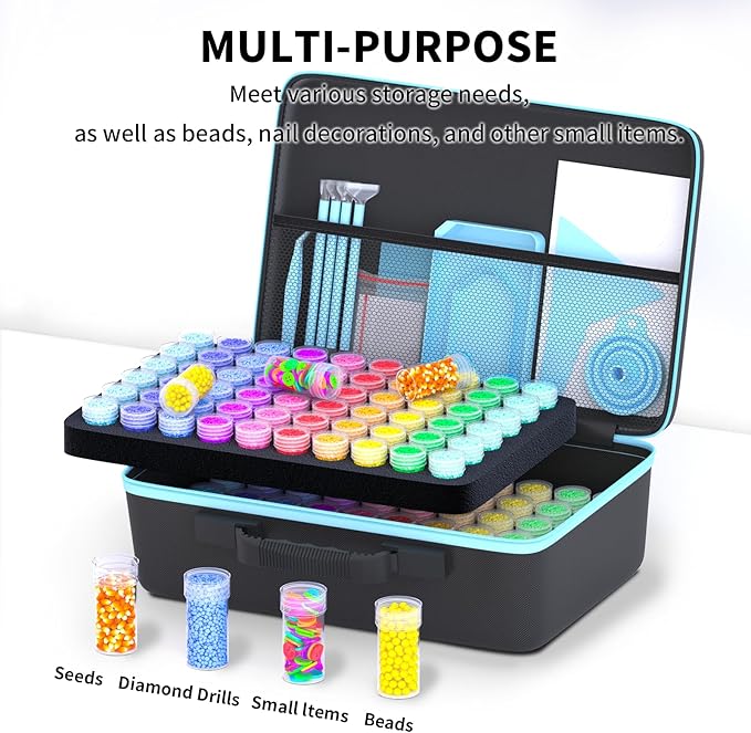 Diamond Painting Storage Containers Kits, Thickened Waterproof Portable Bead Storage Boxes for Diamond Painting Accessories and Tools, 120 Round Bottles