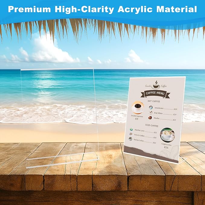 12 Pcs Acrylic Sign Holder 8.5 * 11inch, Slanted Back Sign Holder, Acrylic Display Stand,Vertical Indicator Stand, Suitable for Shopping Malls, Offices, Restaurants, and Weddings