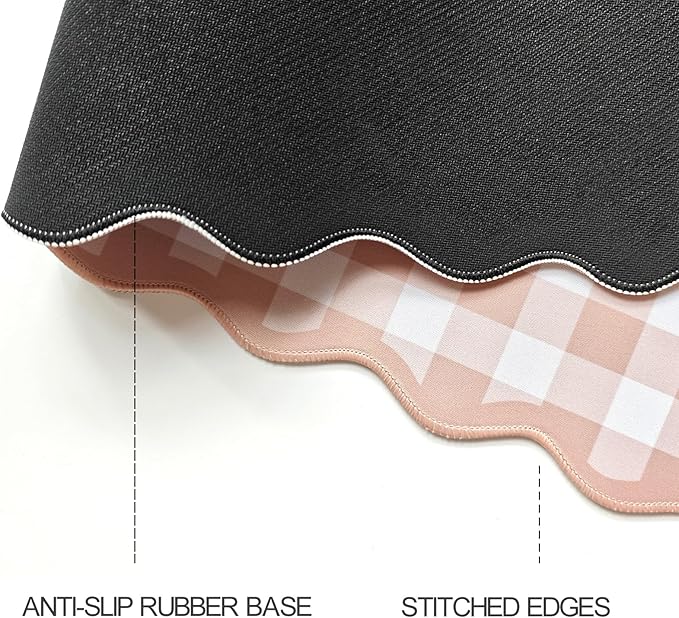 Scalloped‌ Checkered Desk Mat Cute Light Brown Gingham XXL Large Gaming Mouse Pad Farmhouse Cottagecore ‌Vintage‌ Keyboard Computer Mat Pad for Desktop Aesthetic Cozy Office Desk Decor