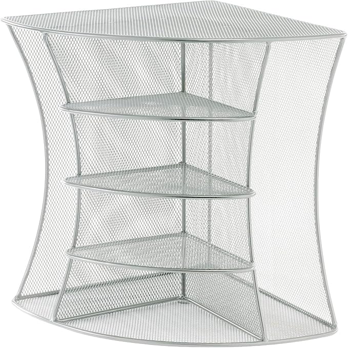 Safco Products 3261SL Onyx Mesh Corner Organizer - Durable Steel Mesh Corner Storage and Desk Top Organizer. Space Saving, For Home, Office & Classroom Organization, 13" x 15" x 11 ; Silver