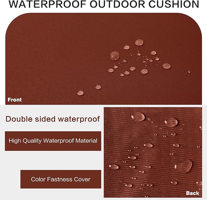 Outdoor Bench Cushion Waterproof with Memory Foam,Patio Bench Cushions for Outdoor/Indoor Furniture Porch Swing Cushion with Handle and Adjustable Strap,Terracotta Red,42x18 Inch