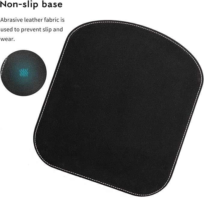 Black Office Square Leather Mouse Pad with Wrist Rest Non-Slip Design, Business Style Gaming PU Mousepad for Learners, Workers &Computer Users.