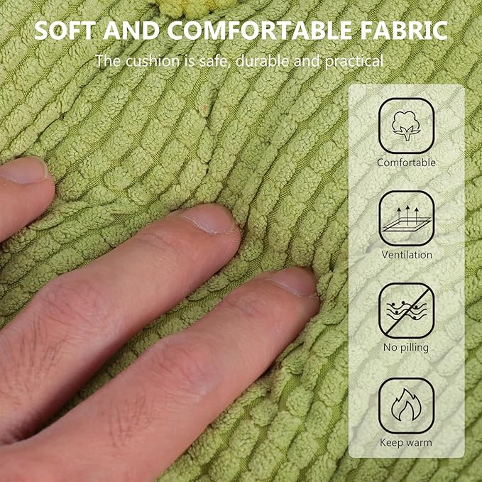 40x40cm Thickened Non-Slip Chair Cushion Pad, Soft Green Sofa Seat Cushion for Household and Garden Use, Comfortable Tatami Mat for Dining and Office Chairs