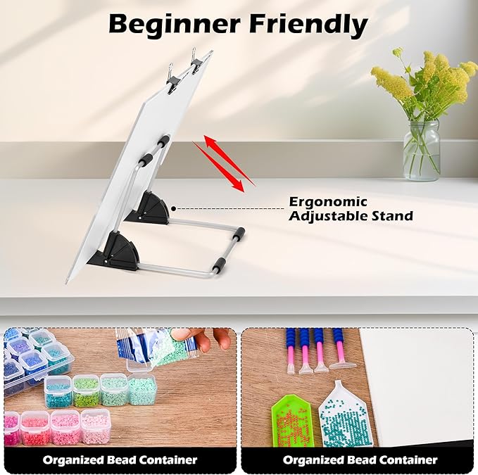 Diamond Painting Storage Accessories Kit with A4 LED Light Pad, Bead Organizers, Drill Pens, Storage Boxes, and Tools (A4 Light Pad Kit)
