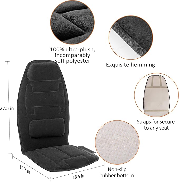 Snailax Vibration Back Massager with Heat, Massage Chair Pad with Neck Lumbar Memory Foam, 10 Vibration Motors,5 Modes, Gifts, No shiatsu