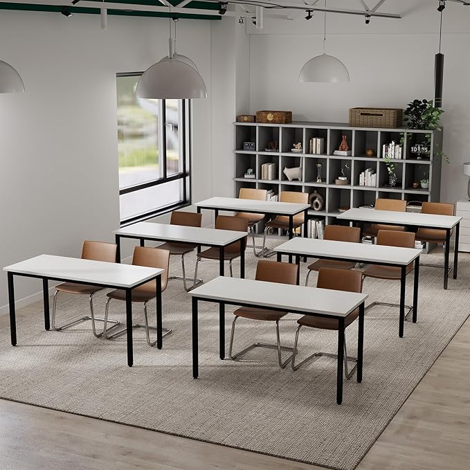 Bonzy Home Conference Table, 23FT Office Computer Desk, Printer Podcast Table for Meeting Room Conference Room Study Room, 10 PCS Random Combination, White, 275.5"x47.2"x29.5"