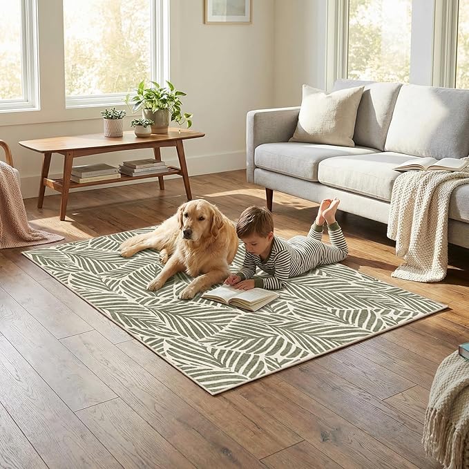 Office Chair Mat for Hardwood Floor & Tile Floor,36"x48"Heavy Duty Desk Chair Mat for Hard Floors, Under Desk Rug for Rolling Computer Chair,Anti Slip,Low Pile Carpet Floor-Green Leaves