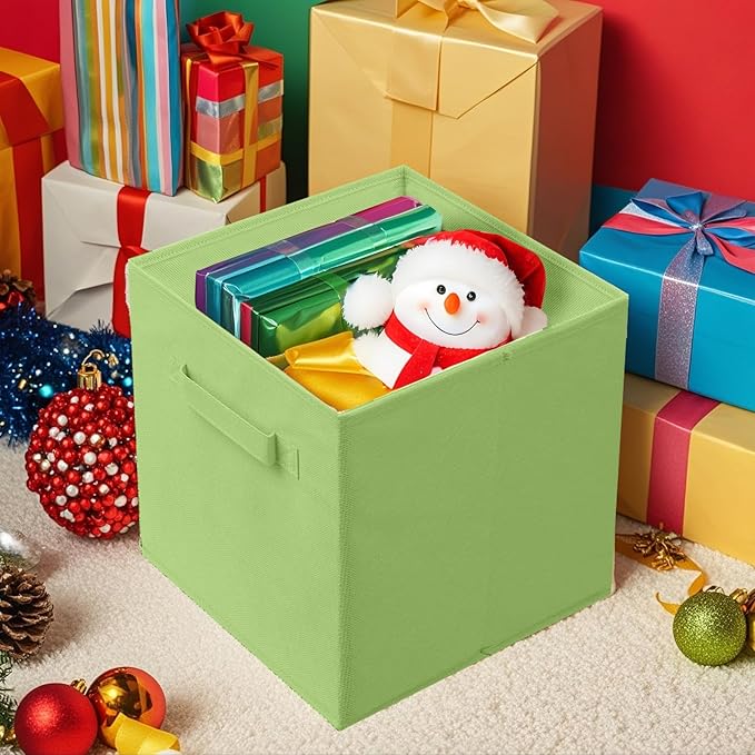 ShellKingdom Storage Bins, Foldable Fabric Storage Cubes And Cloth Storage Organizer Drawer For Closet And Toys Storage, 6 Pack (Green)