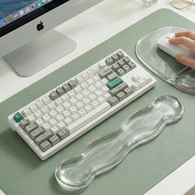 CASUCATTE-Clear Gel Mouse Pad with Wrist Rest - Super Non-Slip, Soft & Comfortable, Washable, Relieve Office or Gaming Wrist Pain