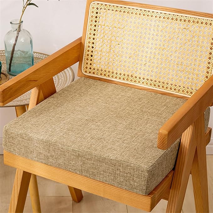 Reyox Square Non Slip Seat Cushion Thicken Chair Cushion for Recliners, Armchairs 2" Thick Khaki 16" x 16"