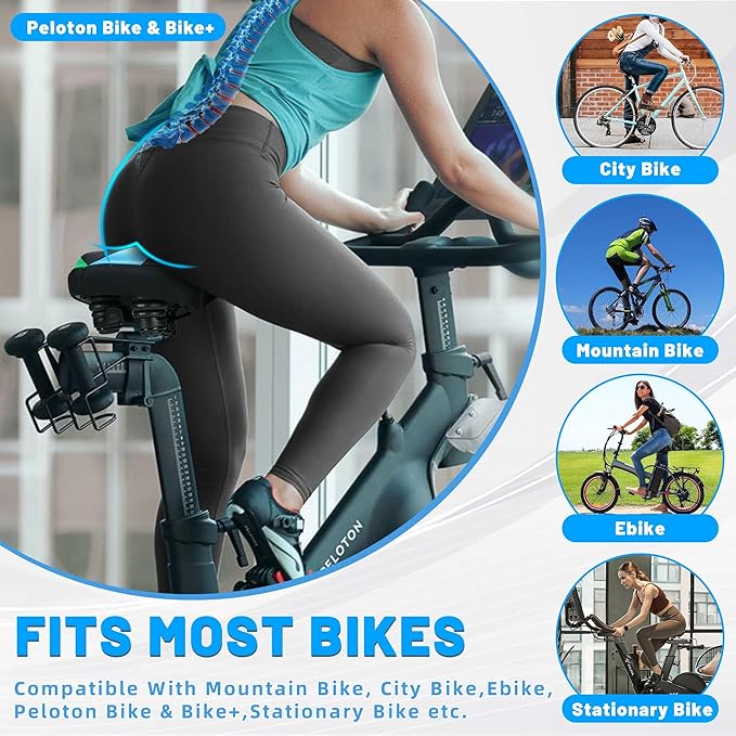 CDYWD Oversized Bike Seat for Men & Women, Comfortable Gel Padded, Extra Wide Bicycle Seat Cushion Comfort, Replacement Saddle for Peloton, Stationary Exercise Bike, Mountain Bike, Cruiser, City Bike