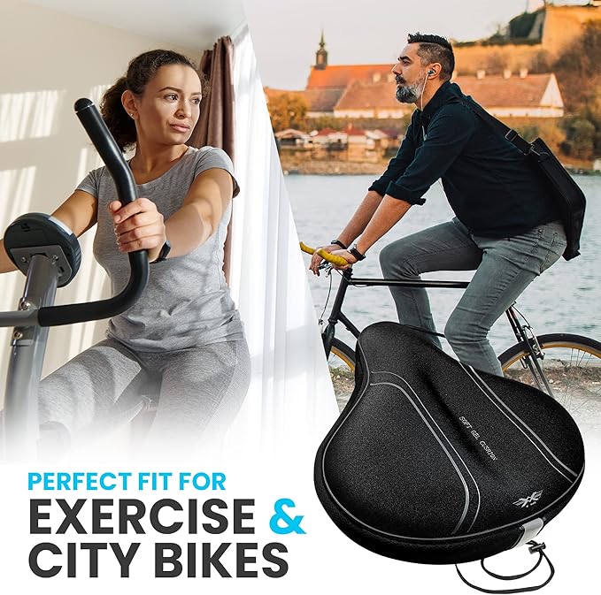 X WING Bike Seat Cover Padded with Gel, Bicycle Saddle Soft for Men Women, Comfort Exercise Cycle Seats Cushion Padded Fits Stationary Bikes, Spin, for Indoor and Outdoor Cycling