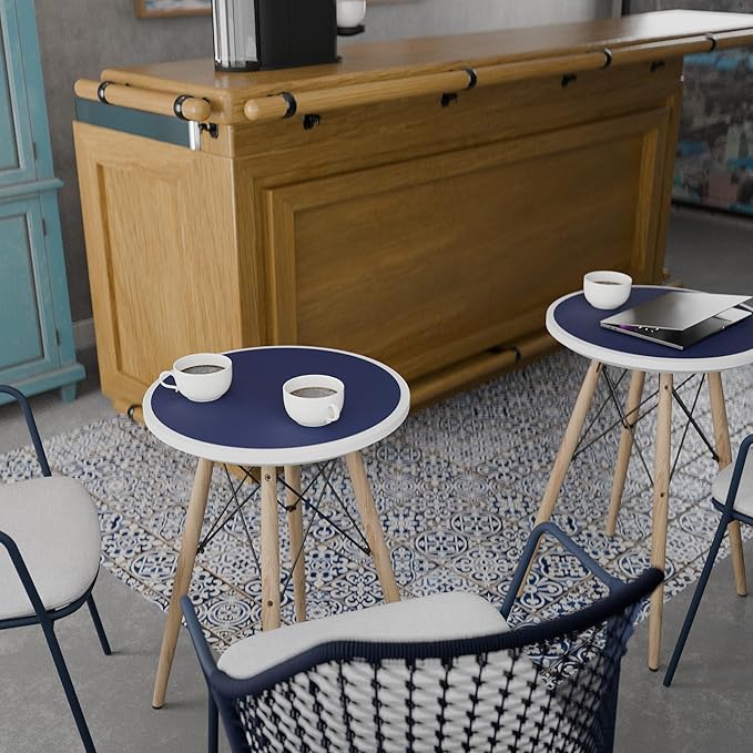 CENNBIE 18 Inches Round Placemats - Cork & Leather Table Mat - Suitable as Side Dining Coffee Table Cover Protector - Can Be Cut to Fit (6"-18", Blue)