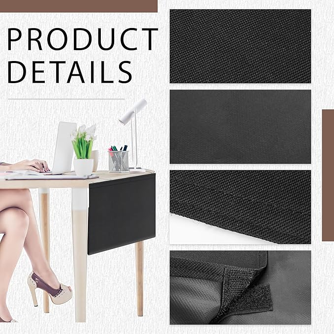 60" Under Desk Privacy Panel Self-Adhesive Modesty Panel with Wire Pocket for Cable Management Organizer Heavy Duty Desk Skirt - Office Home or Standing Workstation Concealer Shield
