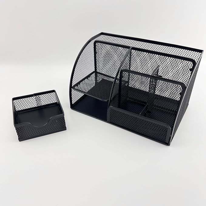 Fengtaiyuan T13, Black Metal Wire Mesh Pencil Holder for Desk, Pencil Cup for Office, Pen Holder for School, Desktop Organizer, Office Storage Box (T13)