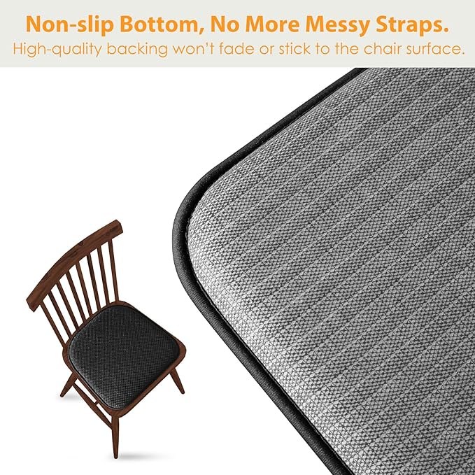 SWEMSTAR Chair Cushions - 15"*17" Kitchen Dining Chair Pads Foam Seat Cushion for Chairs Barstool Cushions Non Slip Seat Pad Set of 4 - Black
