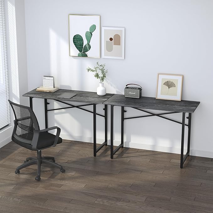 Lutown-Teen Folding Computer Desk 47 inch Writing Gaming Computer Camping Table, No Assembly Required Home Office Desk, Grey