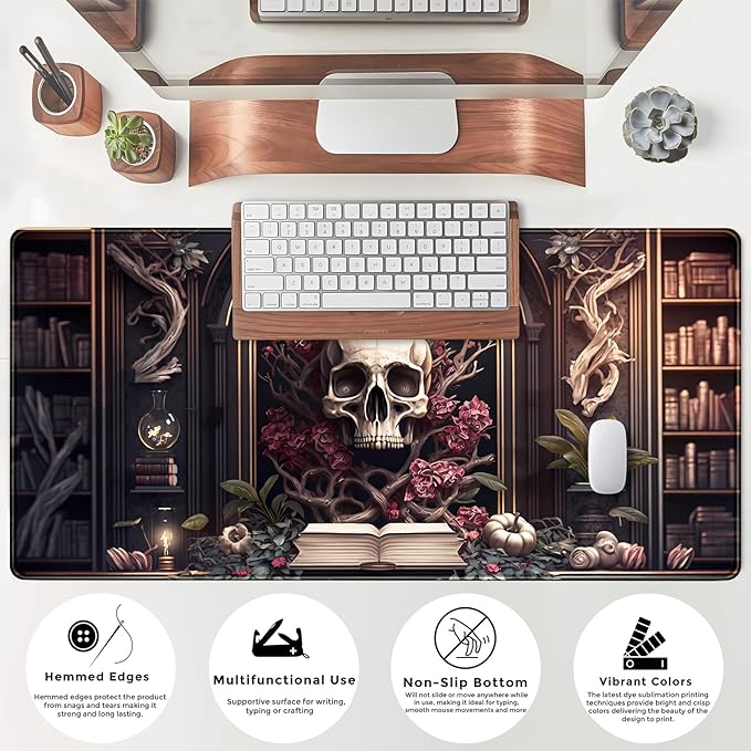 CYZFF Gothic Large Mouse Pad XXL Desk Pad Gaming Mousepad Extended Keyboard Mat 31.5 x 15.7 in Black Fabric with Lycra Surface and Rubber Base
