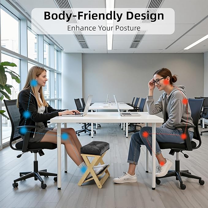 HOMELTSTBO Adjustable Foot Rest Under Desk, Wooden Double Step Footrest with 3 Height Options & Non-Slip EVA Surface, Ergonomic Foot Rest for Under Desk at Work, Enhances Posture,Home Office-Natural