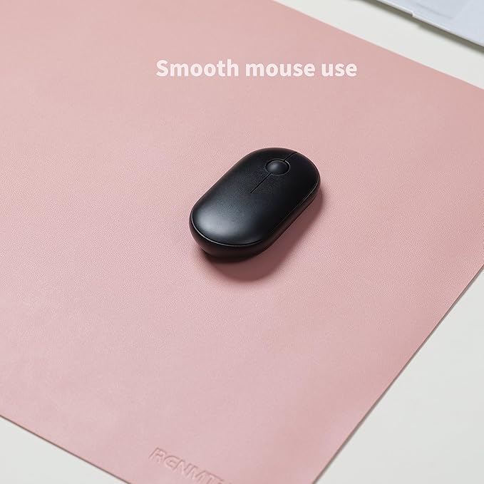 RENMTURE PU Mouse Pad, Faux Leather Large Desk Pad, Home Work Office Accessories, Non-Slip Desk Mat, Waterproof Gaming Pad Desk Blotter (23.6" x 13.7", Pink)