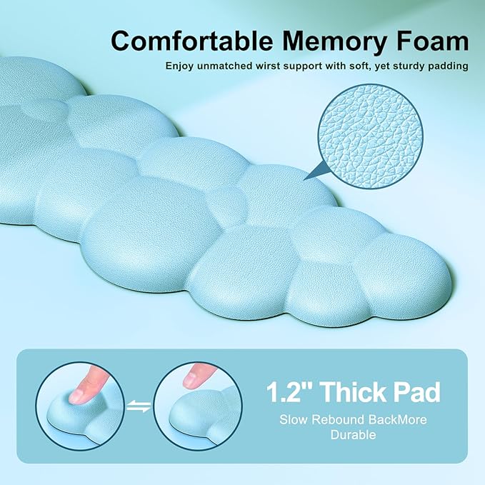 MOKURU Cloud Mouse Pad with Wrist Rest, Cloud Keyboard Wrist Rest, Mouse Pad Wrist Support, Ergonomic Cloud Keyboard Mouse Wrist Support (Blue)