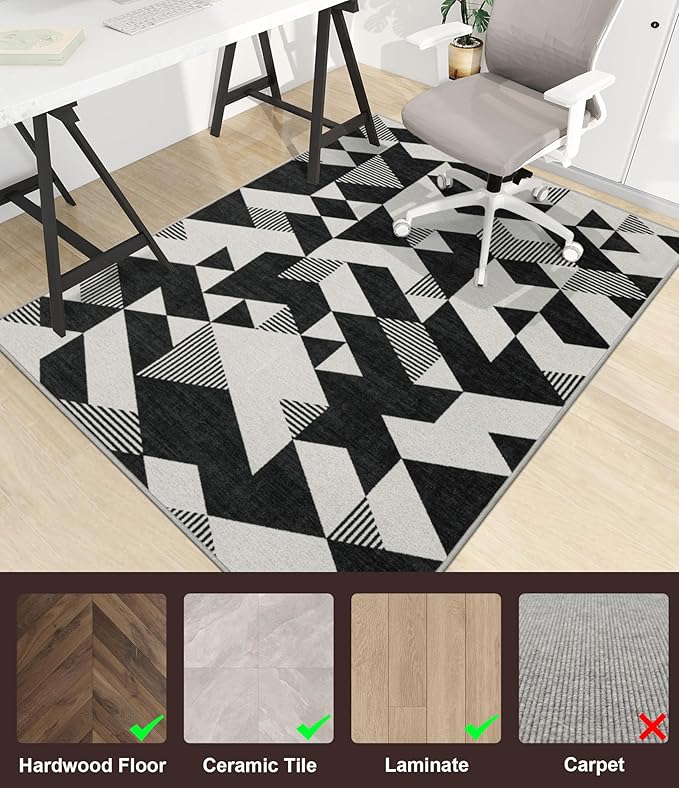 chakme Office Chair Mat for Hardwood Floor, 72"x48" Easy Glide Computer Desk Mat Protector for Rolling Chair Under Desk Rug Nonslip Backing, Machine Wash, (Geometry)