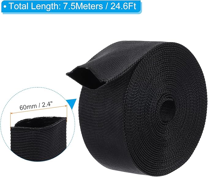 PATIKIL 1.5" Dia 24.6FT Nylon Protective Hose Sleeve, Cable Cover Sheath Protection for Welding Tig Torch Hydraulic Hose, Black