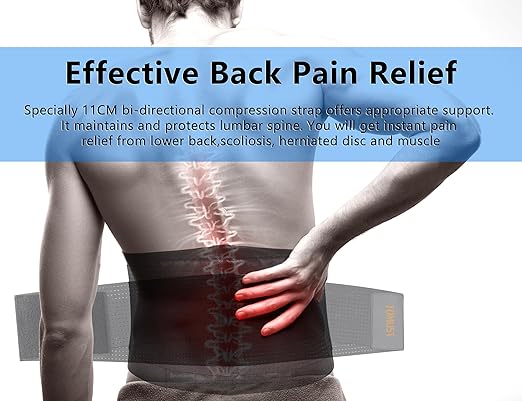Back Brace for Lower Back Pain Relief, Lumbar Support Belt with Dual Adjustable Straps for Lifting, Working, Sitting and Daily Support for Men Women, XL