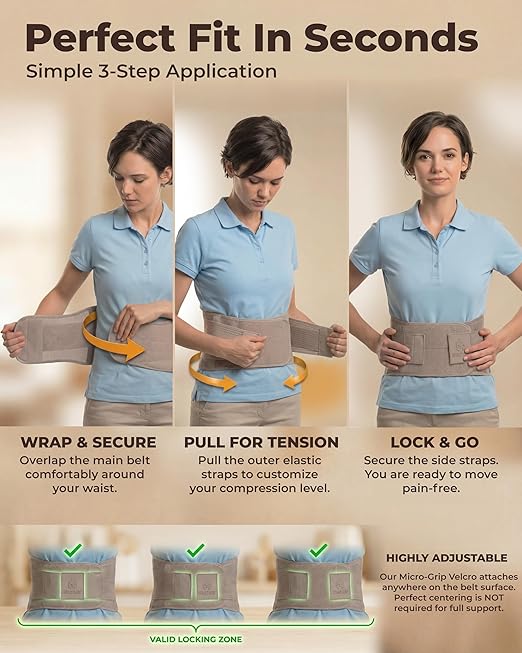 Sparthos Back Brace for Lower Back Pain - Immediate Relief from Sciatica, Herniated Disc - Breathable Design With Lumbar Support Pad - For Men & Women - Fits 38–44″ Waist (Taupe-Medium, Check Sizing)