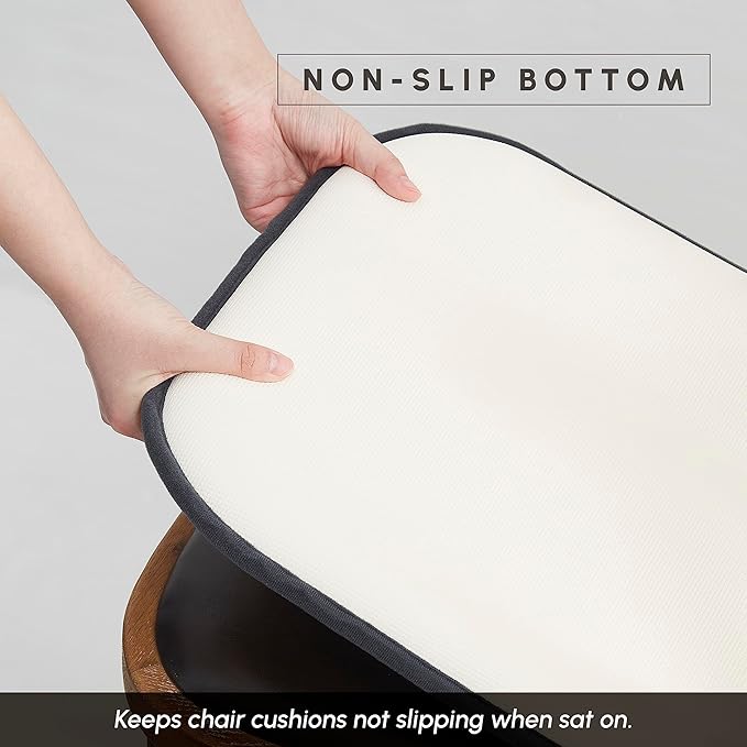 Elegant Comfort 2 Pack Chair Cushion Covers - Skid-Proof Rubber Backing - 16 x 16 Inch - Thick Dining Square Shape Seat Covers - Comfortable Textured Chair Pads with Ties - Honeycomb Pattern, Gray