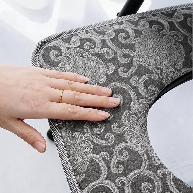 TourKing Bedside Commode Cushion, Square Shape with Center Opening, Gray Paisley Patterne, Fits Commode, Wheelchair & Toilet | Non-Slip, Comfortable for Bedridden & Disabled