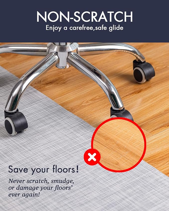 Office Chair Mat for Hardwood Floor Under Desk Computer Rolling Chair Mat for Wood/Tile Floor Non-Slip Heavy Duty Desk Rug PVC Plastic Hard Floor Protector 45"x 53" (Mist)