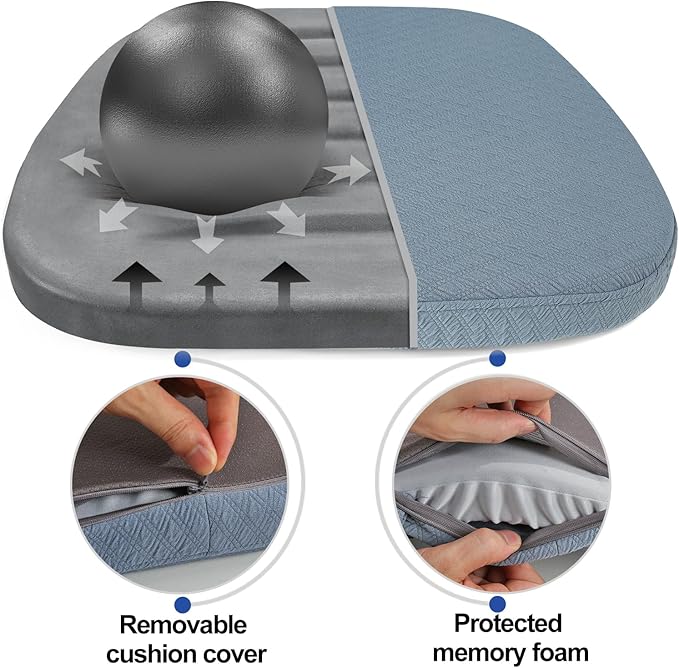 BUYUE Luxury 100% Pure Memory Foam Chair Cushions 4 Pack, Jacquard 16" U-Shape Comfortable Dining Chair Pads, Removable Slip Resistant Kitchen Chair Seat Cushions, (Set of 4, Sky Blue)