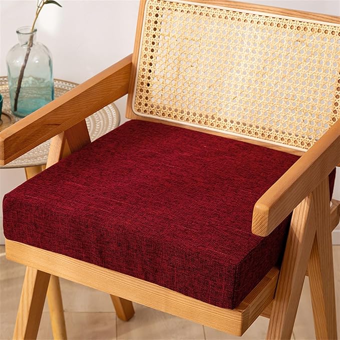 Reyox Square Non Slip Seat Cushion Thicken Chair Cushion for Recliners, Armchairs 3" Thick Red 20" x 20"