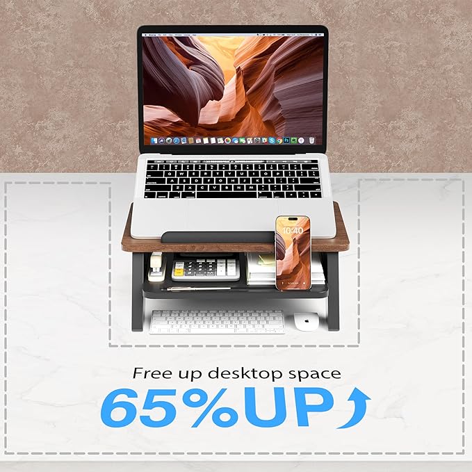AFOOYO 2-Tier Laptop Stand,Adjustable Riser,Desk Organizer Accessories Ventilated Cooling Ergonomic Computer Holder 10-15.6" Notebook,Desktop Storage Compatible with MacBook,Dell,HP,Lenovo