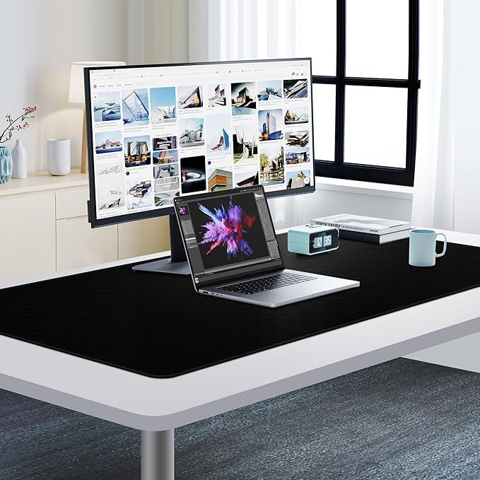 Cacoy 48'' x 24'' XXL Large Gaming Mouse Pad, Extended Computer Mouse Pad, Special-Textured Surface Mouse Mat Optimized for Speed and Control, Non-Slip Desk Matt for Desktop with Stitched Edges, Black