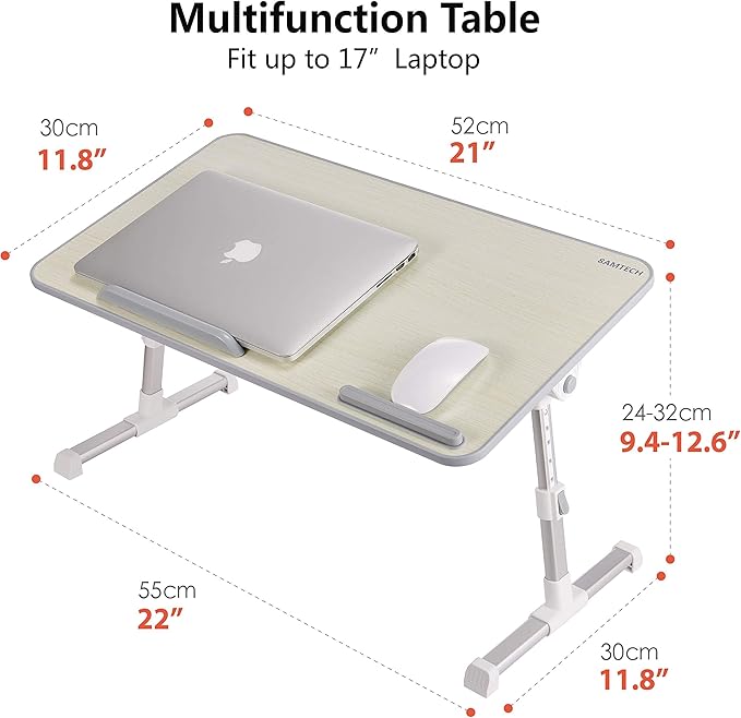 Lap Desk for Laptop, 8AMTECH Ajustable Lap-top Table with Cooling Fan Office Desk for Laptop, Working, Reading, Writing, Drawing and Eating in Bed Sofa Floor Couch