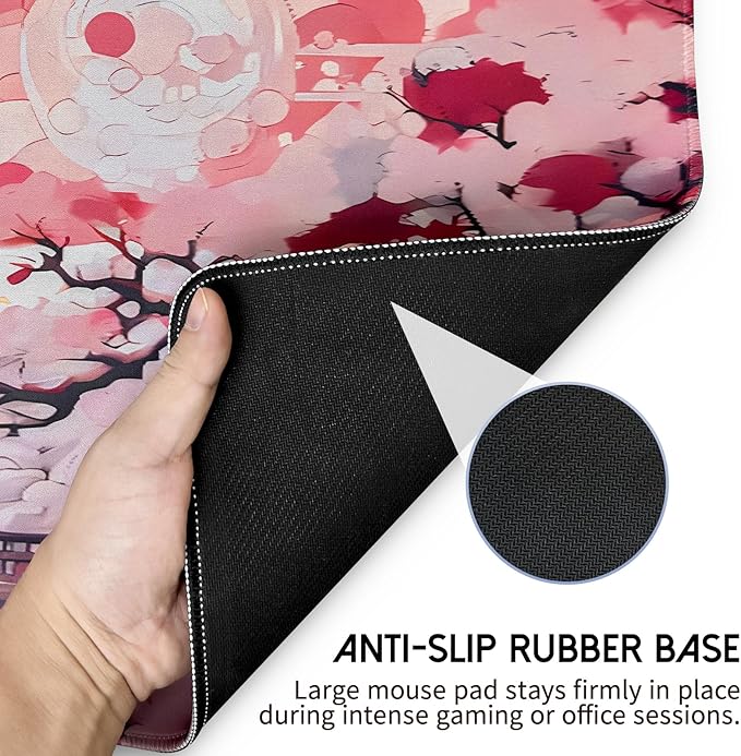 FreeNook Japanese Large Gaming Mouse Pad 35.4 x 15.7 in Computer Mouse Pad Anime Gaming Mousepad, Expanded Architecture Cute Desk Pad with Nop-Slip Suitable for Home Office