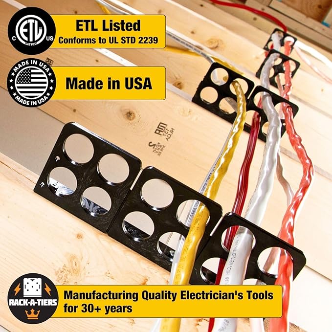 Rack-A-Tiers Crackit Bracket (10 Pack) - Snap Apart Wire/Cable Brackets, ETL Listed, 12 Slots, Supports Up to 36 Cables, Cable Hanger, Wire Support Mount (#CB1234.P10)